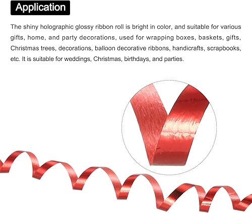 Miniatura 10 de PATIKIL Cinta rizadora de globos prensada brillante metálica de 316 pulgadas, 11 yardas iridiscentes, 2 piezas para Navidad, boda, regalo,