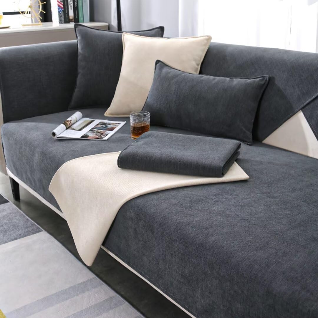 Housse de canapé en forme de L gris foncé Tielag 90x180 de qualité supérieure