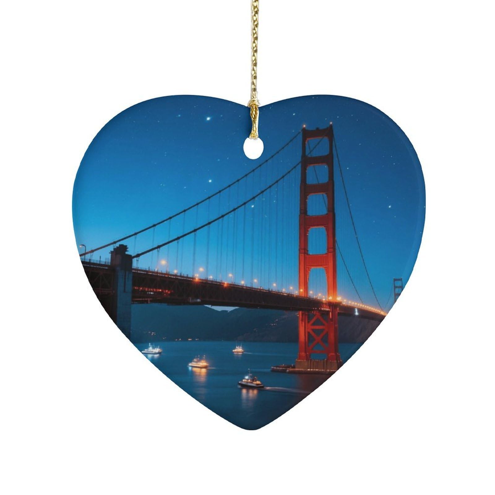 Fekiloot Style Golden Gate Bridge Ceramic Ornament Home Decor Keepsake