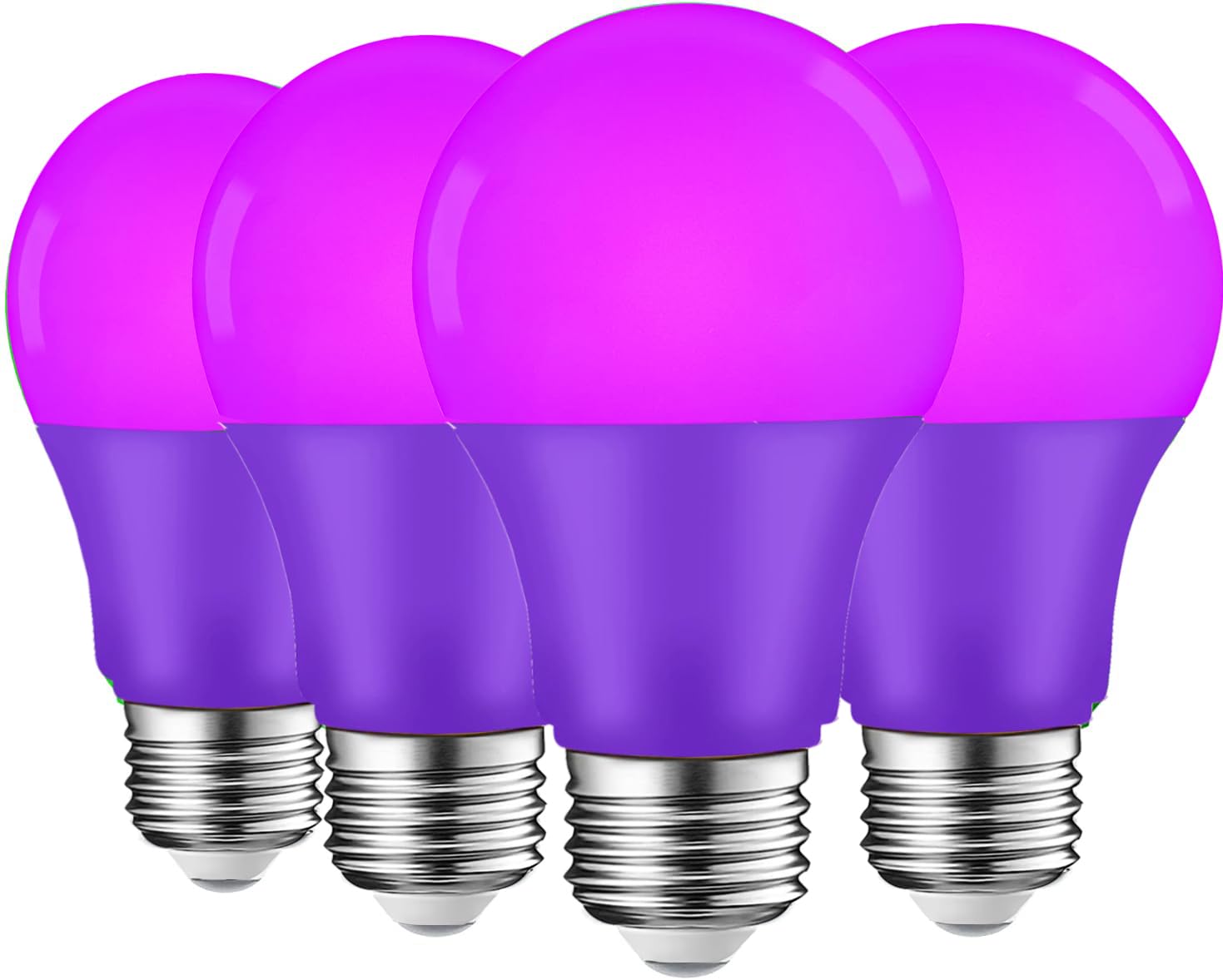 U4GLORY 4 Pack LED Purple Light Bulbs - A19 9W(60W Equivalent) E26
