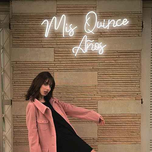 Miniatura 6 de Letrero de luces de neón de Mis Quince Años para decoración de pared, luz de neón blanca de quinceañera para regalo de cumpleaños, letreros LED de