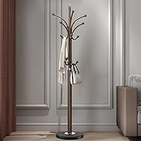 Vista 21 de Perchero de metal con base de mármol natural, perchero independiente, árbol de pasillo resistente con 12 ganchos para colgar ropa, bolsos, bufandas