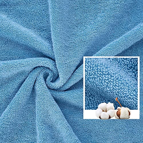 Image of Sulfar 100% Combed Cotton, 6 Pcs Towel Set - 2 Bath Towels (70 x 140 cm), 2 Hand Towels (40 x 70 cm) and 2 Face (30 x 30 cm) (600 GSM, Pack of 6) Nile Blue