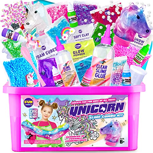 Unicorn Fluffy Slime Kit for Girls 6+, FunKidz Cloud Slime Gift for Ages 6+ Kids Puffy Slime Making Kit Stocking Stuffer…