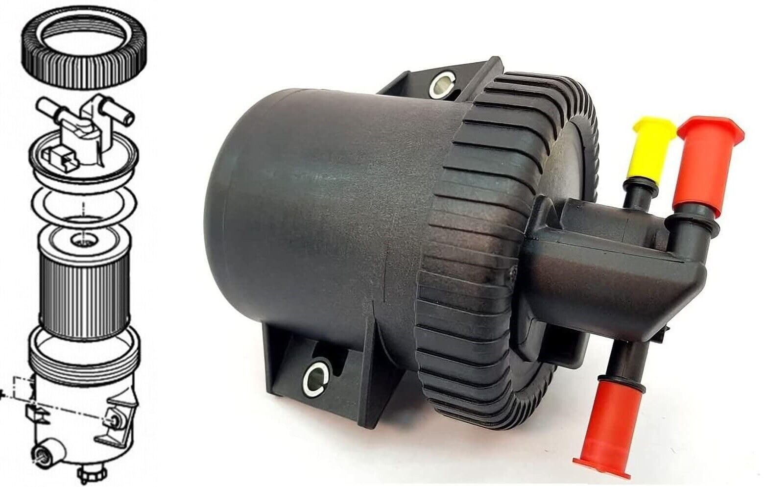 Boitier Complet de Filtre à Gasoil compatible 206 306 307 406 607 806 807 Expert Partner C4 C5 C8 Jumpy Berlingo Evasion Xsara Picasso Scudo Ulysse 190165 190676 190677 1906A2 1906A5 1906A6 C495E
