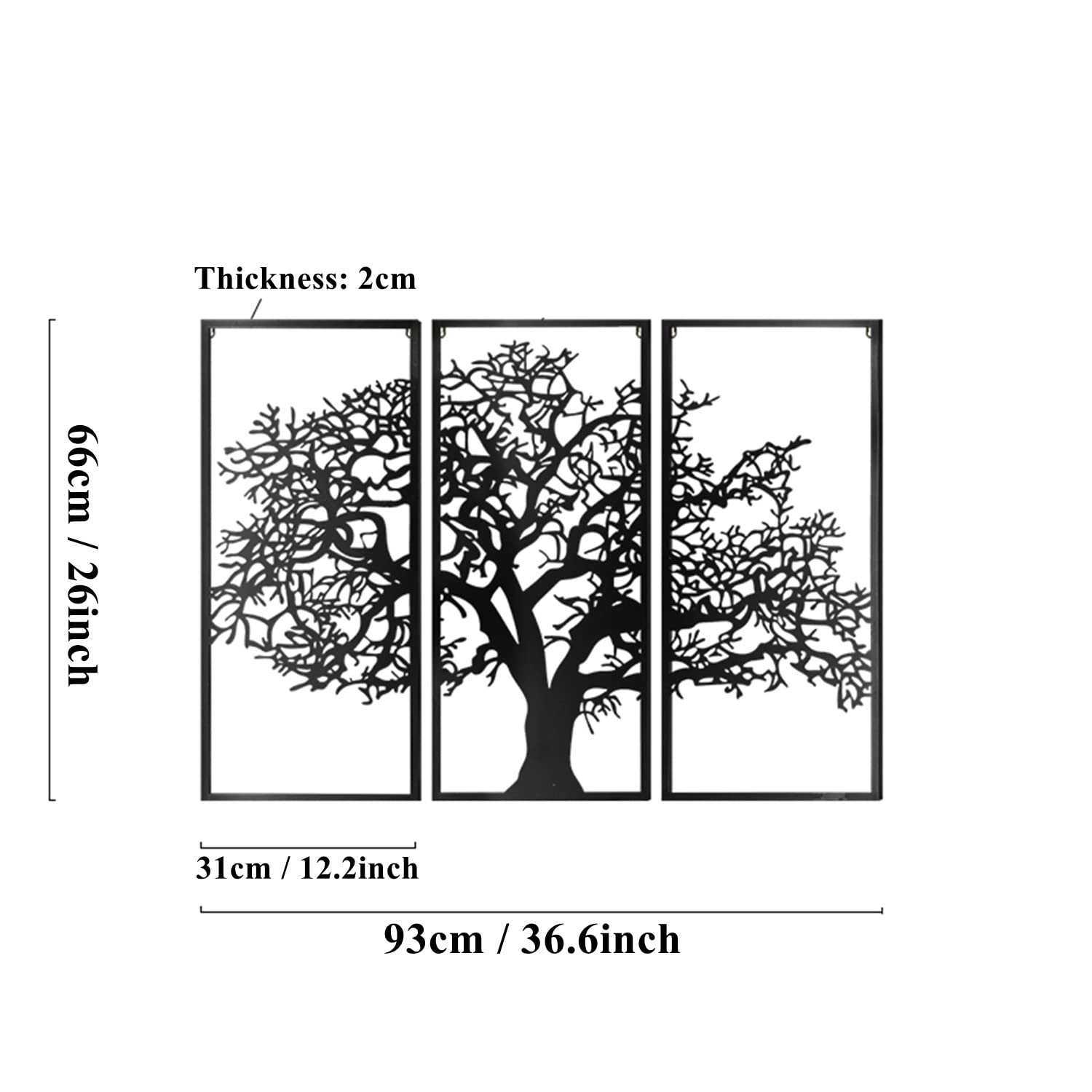 Albero Della Vita In Metallo 30 Cm - Decorazione Da Parete Artistica, Simbolo Di Forza E Connessione Con La Natura, Regalo Originale Per La Casa, Nero - 2