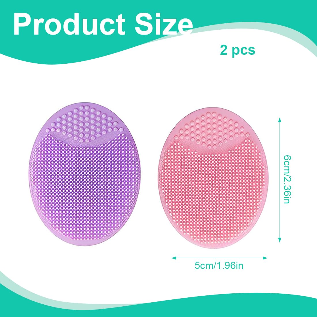 Cepillo de Limpieza Facial de Silicona Suave 2 Pcs para Exfoliante de Poros Rosa Violeta
