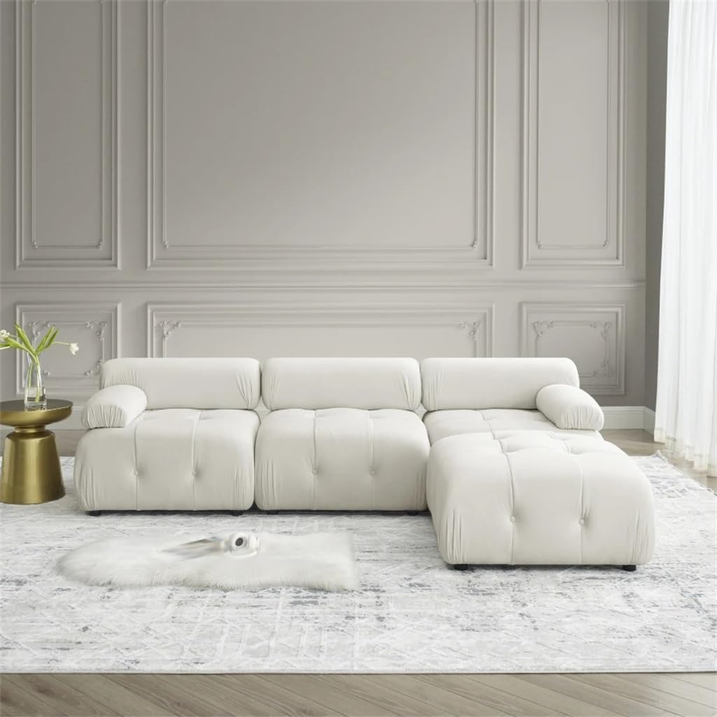Modular Sectional Sofa, Button Tufted Designed Combination,L Shaped Couch with Reversible Ottoman,for Living Room