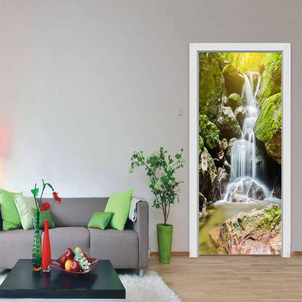 GJ-Alpine waterfall creative self-adhesive waterproof door sticker (38.5 * 200cm*2) Wall Stickers