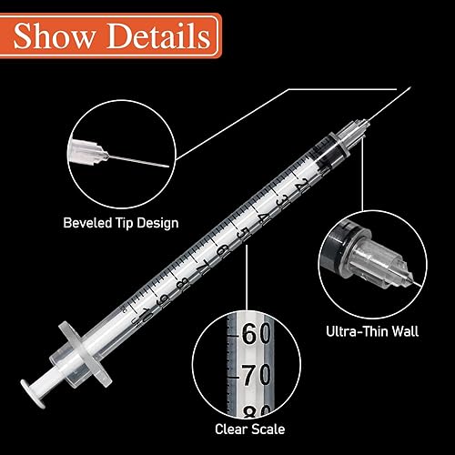 Miniatura 2 de Jeringas desechables de 1 cc y aguja de 30 G de 516 pulgadas, paquete individual. (50)