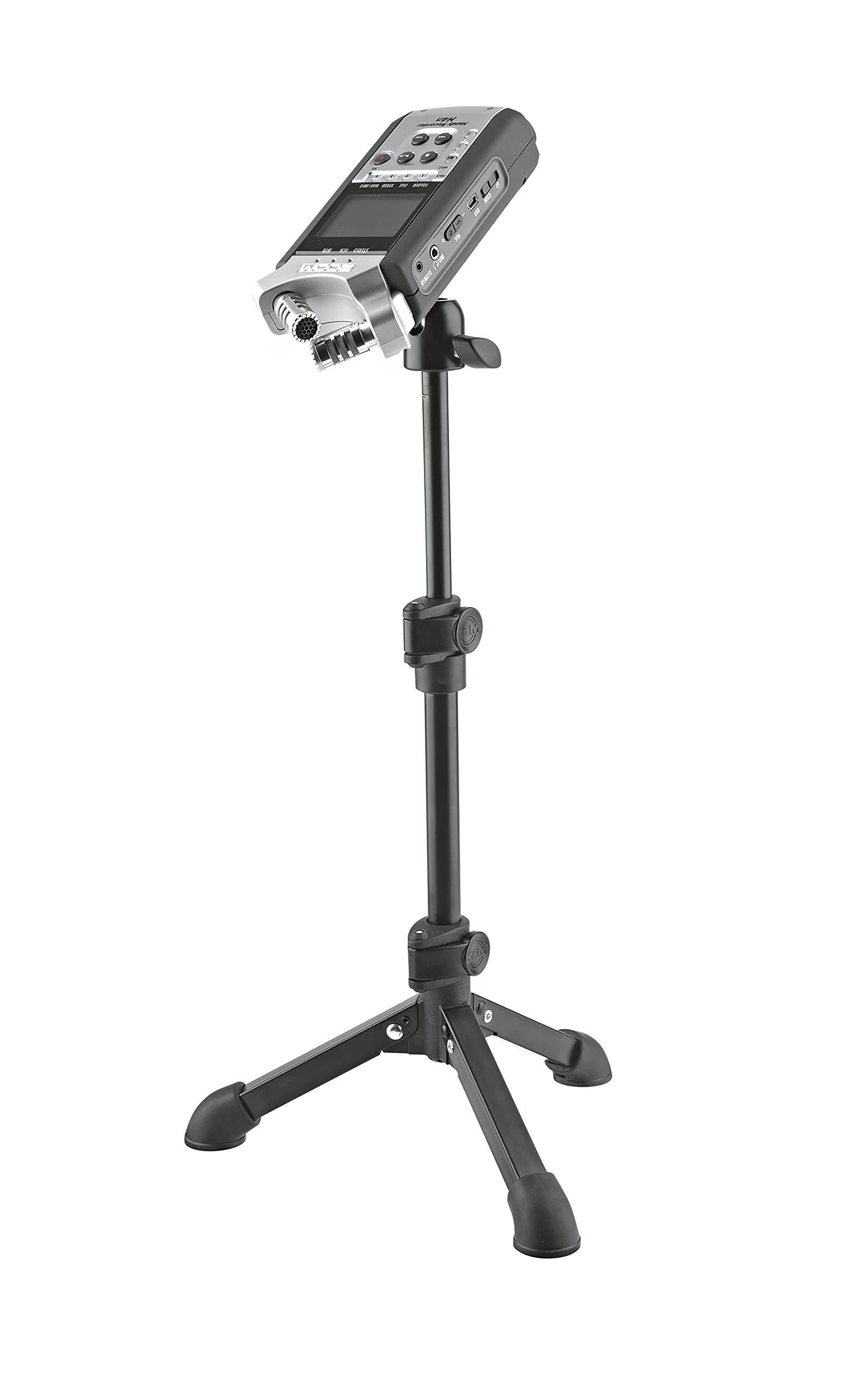 K&M 19782 Kamera-Tischstativ Schwarz aus Stahl - mit Dreifuß, 360° Drehung, 90° Neigung - flexibel und stabil