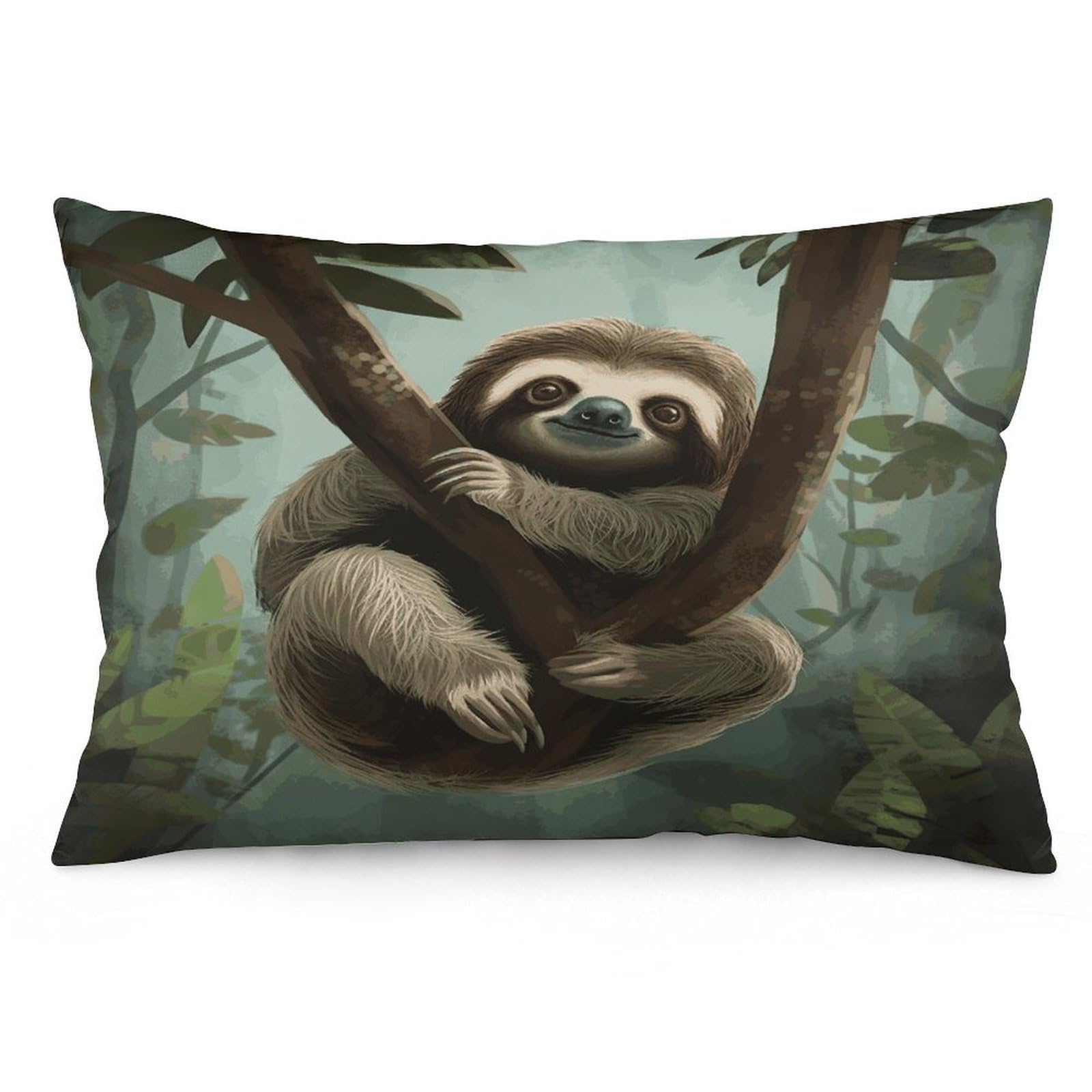 Sloth2 Throw Pillow Covers with Silent Zipper Polyester Pillow Protectors Removable Pillow Cases Soft Pillowcase Cozy Pillow Sham Cushion Cover for Sofa Car Bed 16 "x24