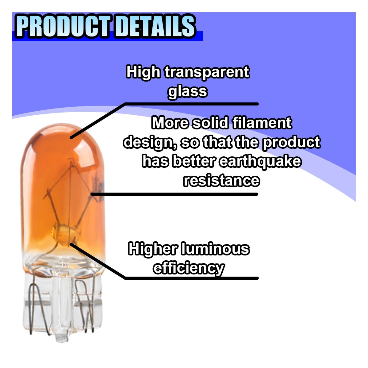 10PCS T10 Car Brake Light Bulb 12V 5W Flat Foot Halogen Width Indicator Lights Quartz Glass Turn Signal — view 4