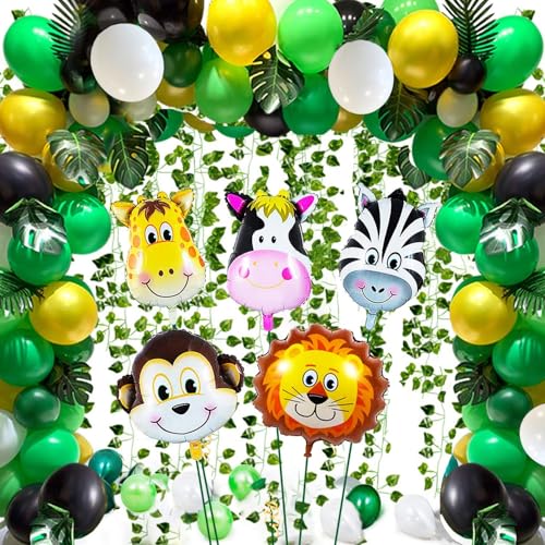 Image of Party Propz Jungle Theme Birthday Decoration Kit- 78 Pcs, Animal Theme Bday Decorations | Animal foil Balloons | Jungle Safari Theme birthday Decorations for Kids, Jungle Theme Balloons