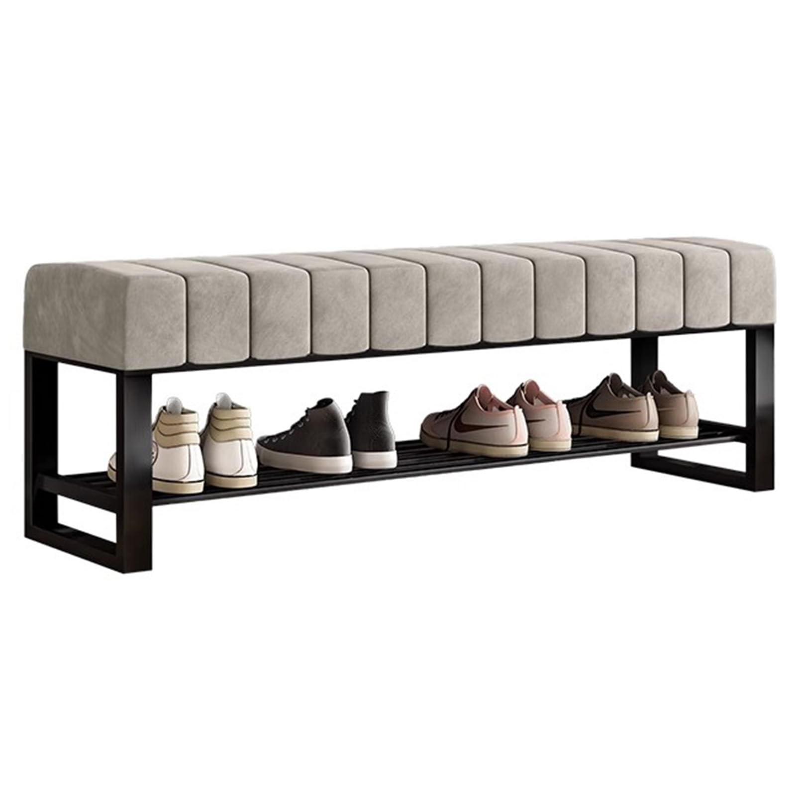 Banc porte-chaussures en velours doux, étagère robuste premium