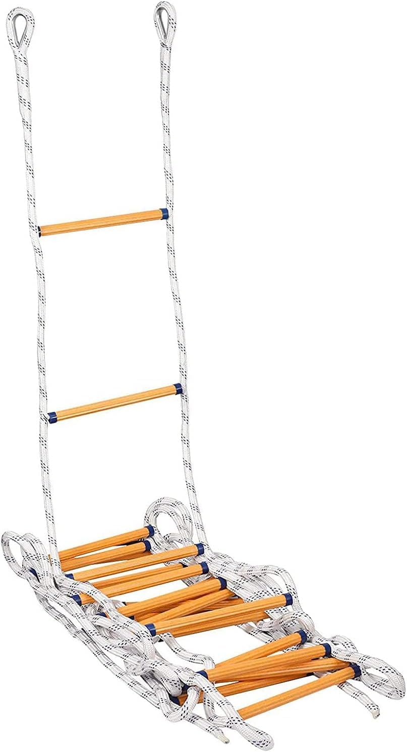Fire Rescue Ladder Fire Escape Ladder Self-Rescue Ladder Outdoor Rock Climbing Rescue Ladder,Heavy-Duty Fire Escape Rope Ladder 8m/26ft & 20m/65.6ft, Emergency Safety Ladder for Windows & Ba