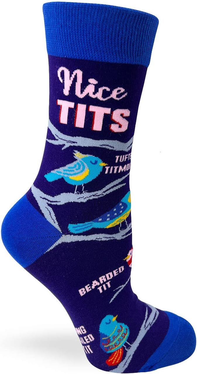 Calcetines de vestir mujer Fabdaz multicolor estampados pájaros un par miniatura 2