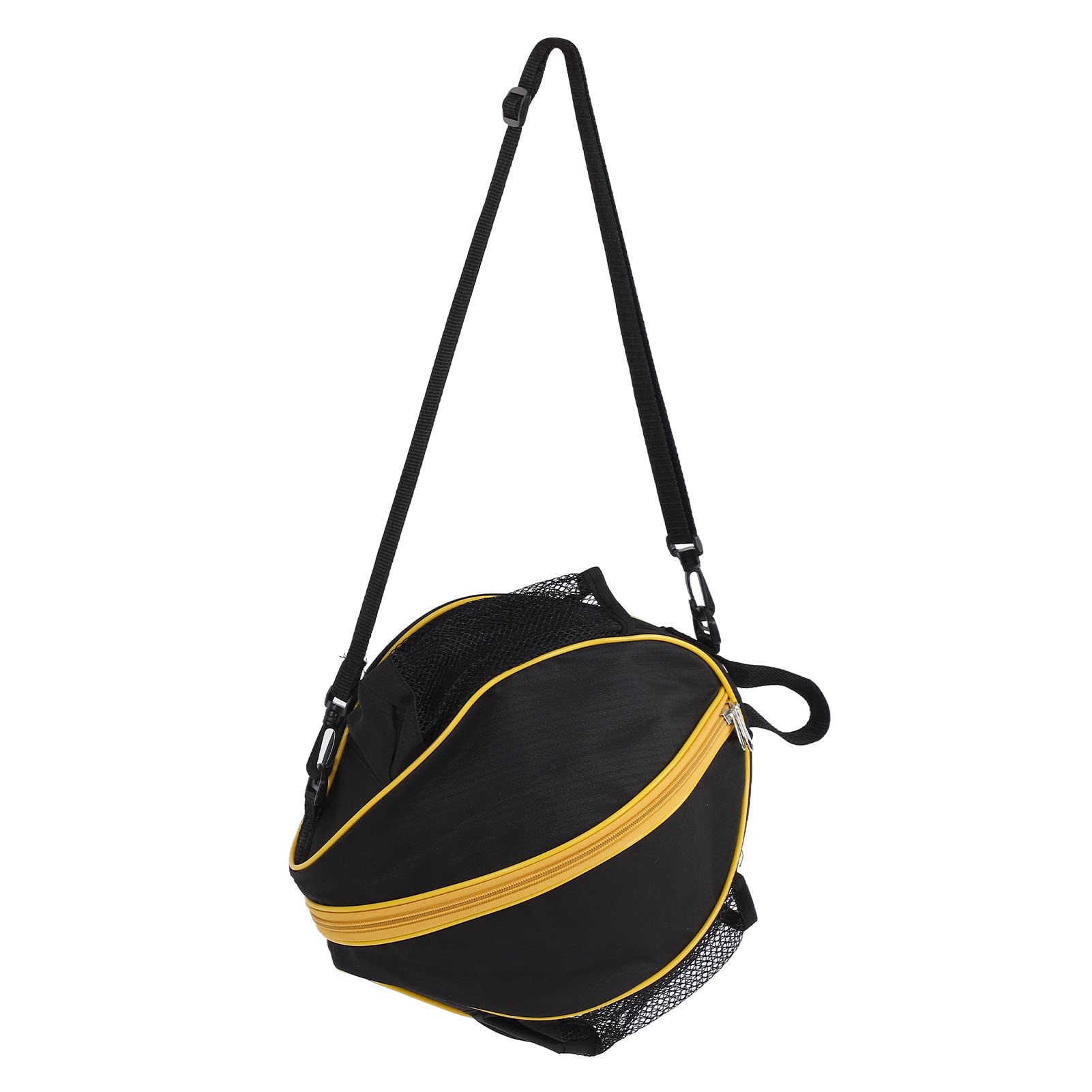Leapiture Ball Storage Pouch Sports Bag Round Mesh Basketball Bags Oxford Cloth Football Storage Pouch Basketball Gear Bag for Indoor Exercise Sport(Black Cloth with Yellow Edge)