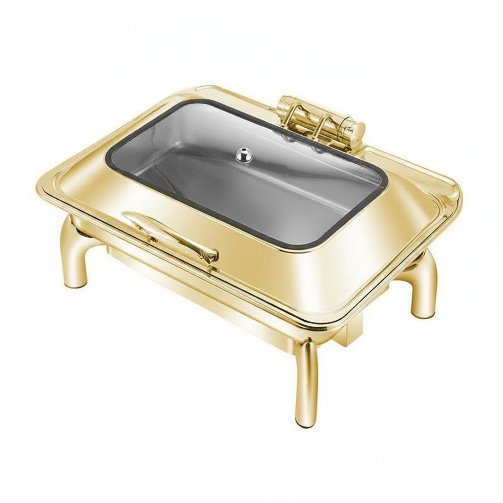 Calentador de Buffet Chafing Dish Buffet Calienta Platos Acero Inoxidable Exterior Dorado Mantiene Preparaciones Calientes Fácil de Montar Adecuado, Cuadrado De 6L con Soporte
