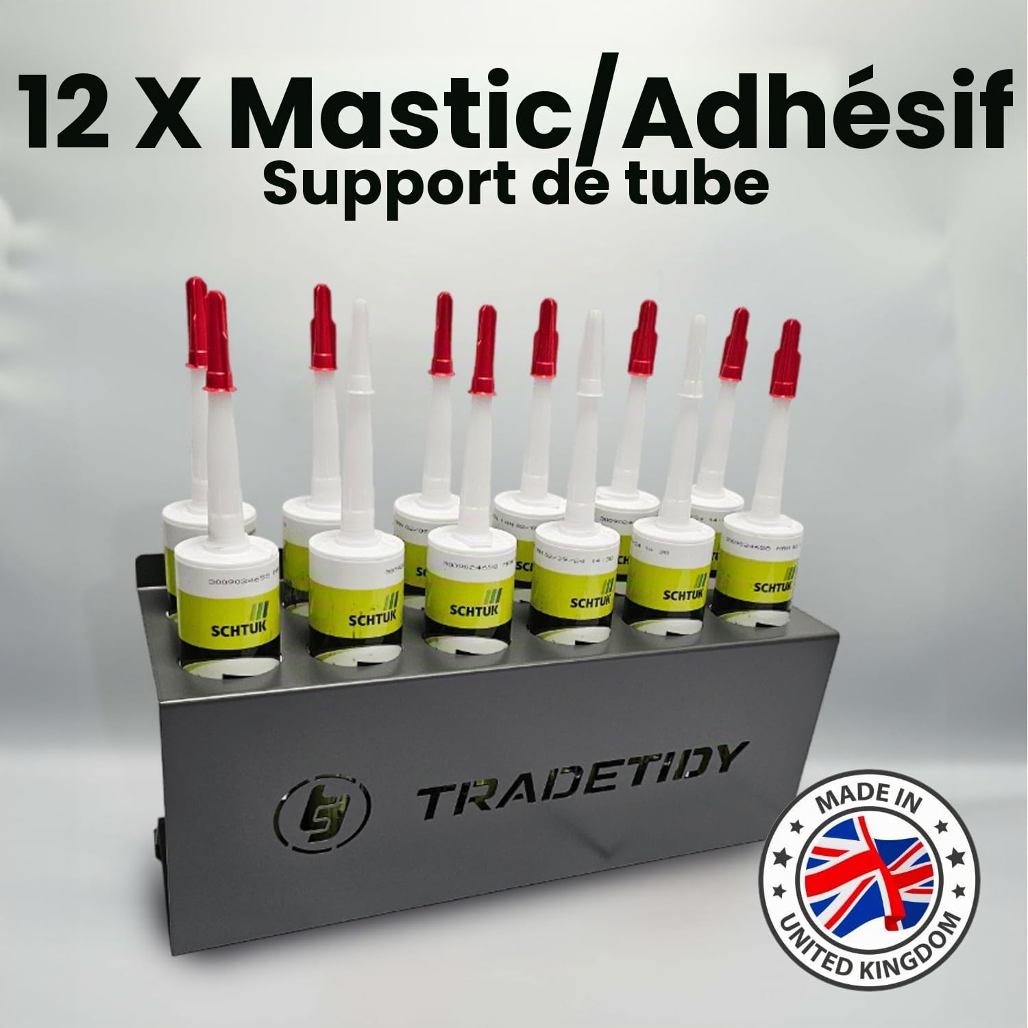 Tradetidy Support de stockage pour mastic silicone/mastic/adhésif, idéal pour camionnettes, garages, ateliers, construction en acier robuste, bords arrondis pour la sécurité, 396 mm (L) x 205 mm (H) x