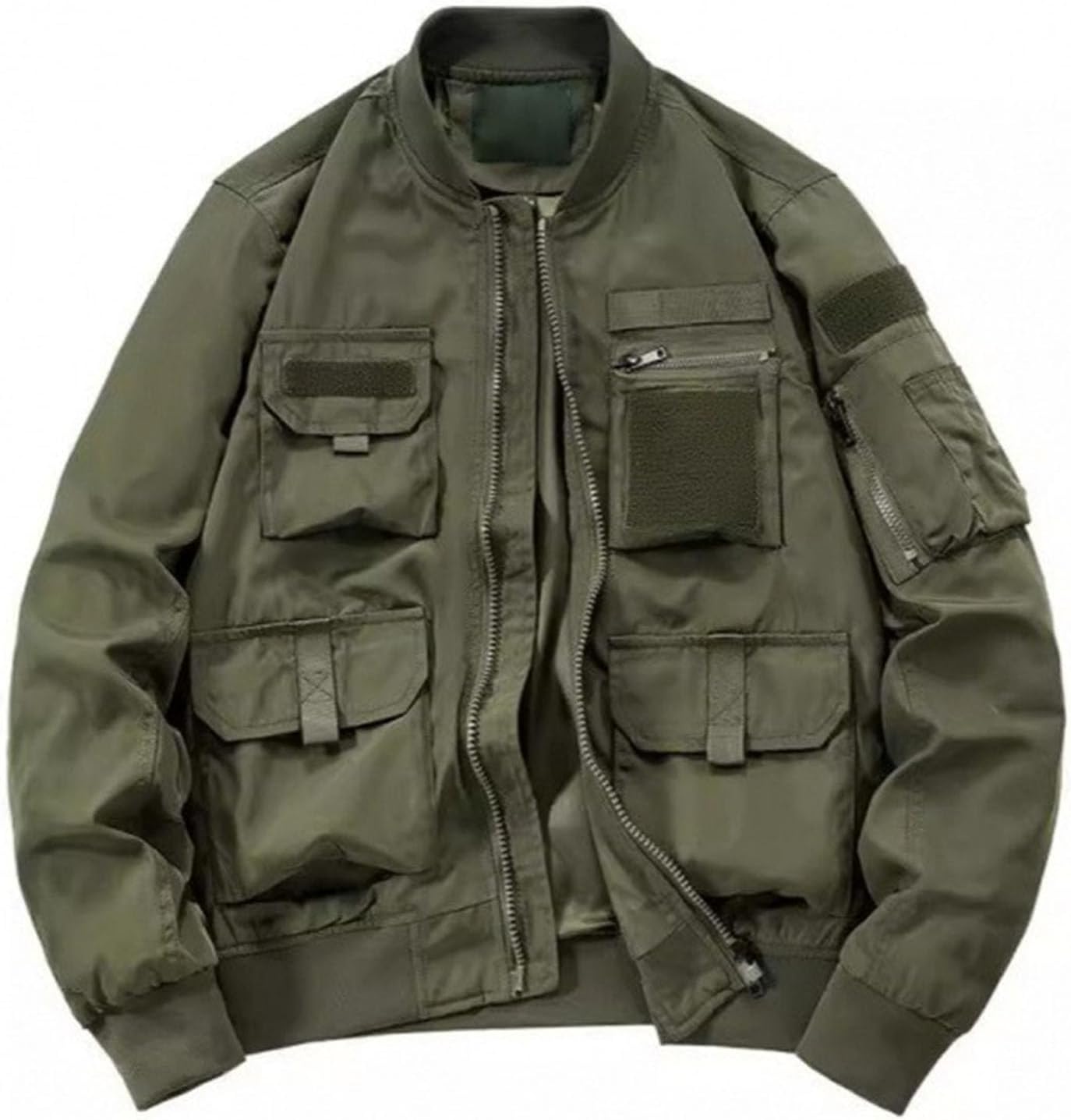 Tactical Jacket for Men Lightweight Water-Resistant Military Fall Windbreaker Zip up Hooded Coat with Pockets