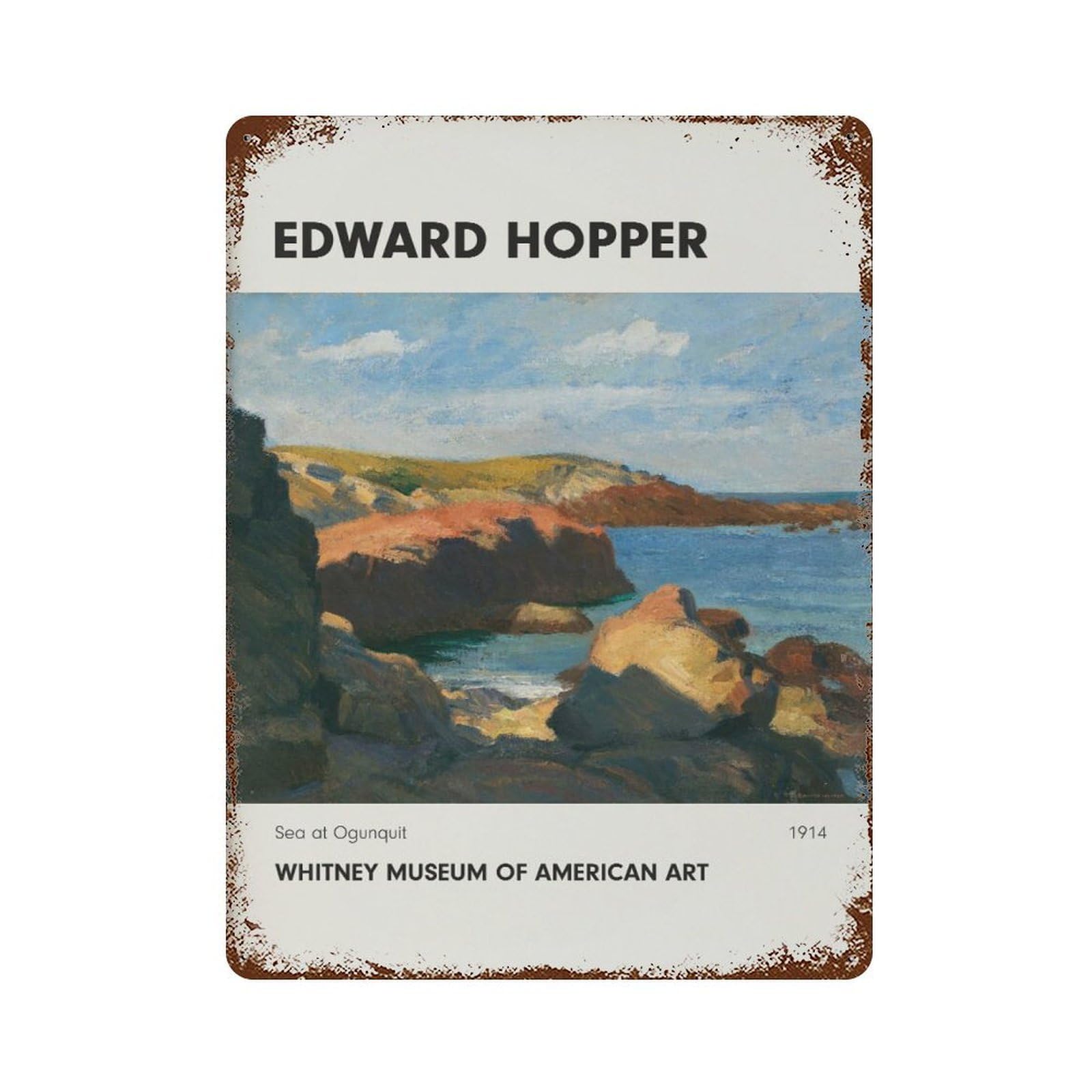 xiaoxiaoshen Edward Hopper 'sea at Ogunquit' Vintage Wall Decor Art Metal Tin Poster Modern Home Decor Art Home Bar Shop Decorations Vintage Sign 40x30cm