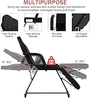 Vista 3 de Silla de tatuaje de masaje esteticista para cliente, 73 pulgadas, multiusos, 3 secciones, plegable, ajustable, para salón de spa, cama facial, mesa