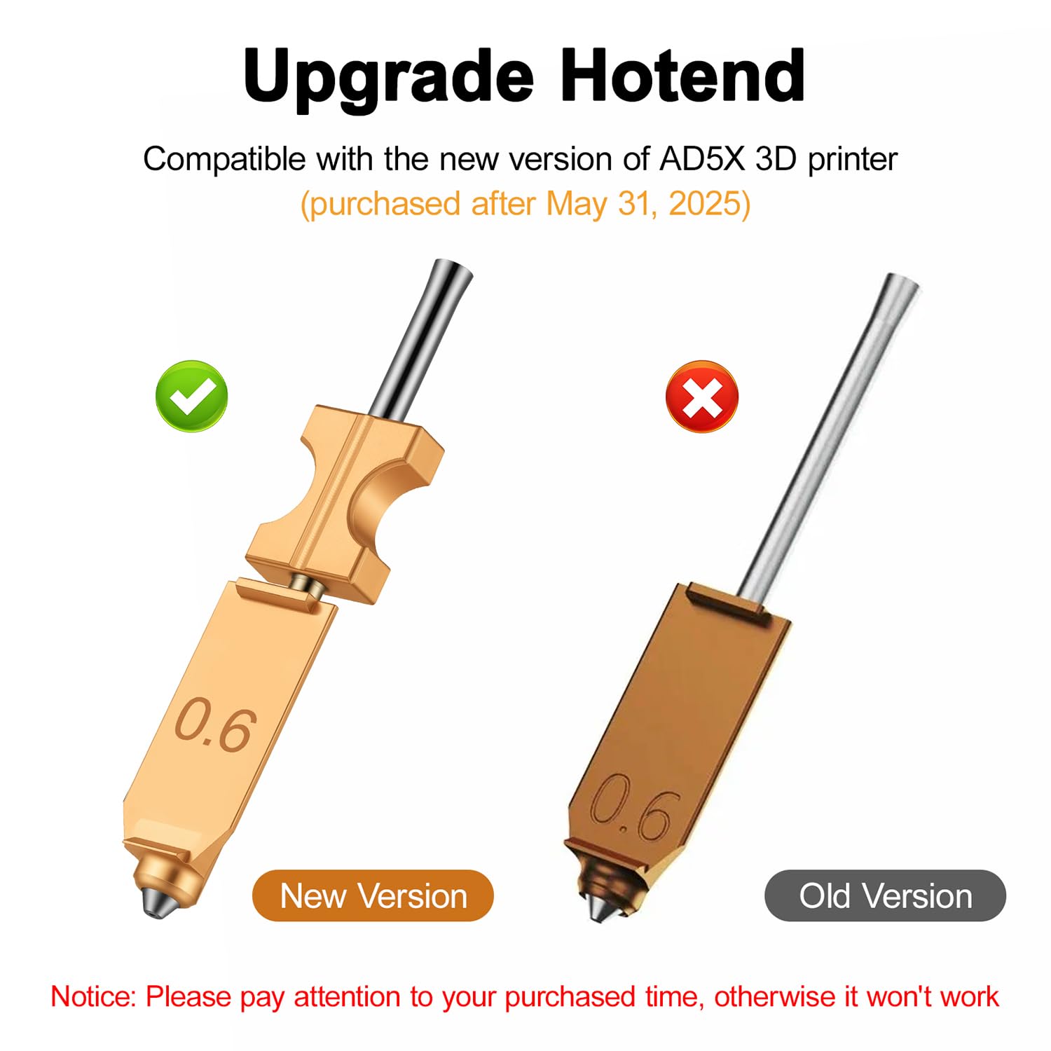 4PK Upgraded All-Size Hotend Kit for Flashforge AD5X Quick-Detachable Nozzle Extruder, Rapid Heating, with Extra 4PK Silicone Cover 4PK Nozzle Brush