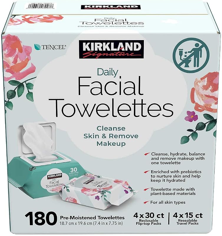 Lenços faciais diários Kirkland Signature, 180 unidades