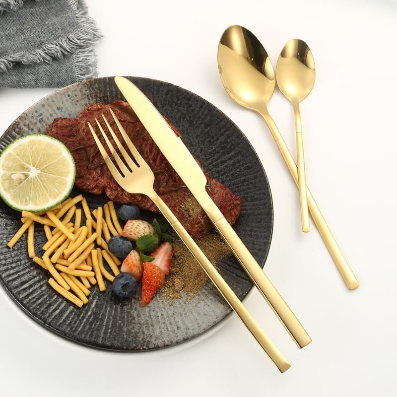 Silverware Flatware Set, 4/16/24/32 Pieces Stainless Steel Knife, Fork And Spoon Set Hotel Home Steak Knife, Fork And Spoon Tableware (Color : Silver, Size : 6Set-24Pcs)