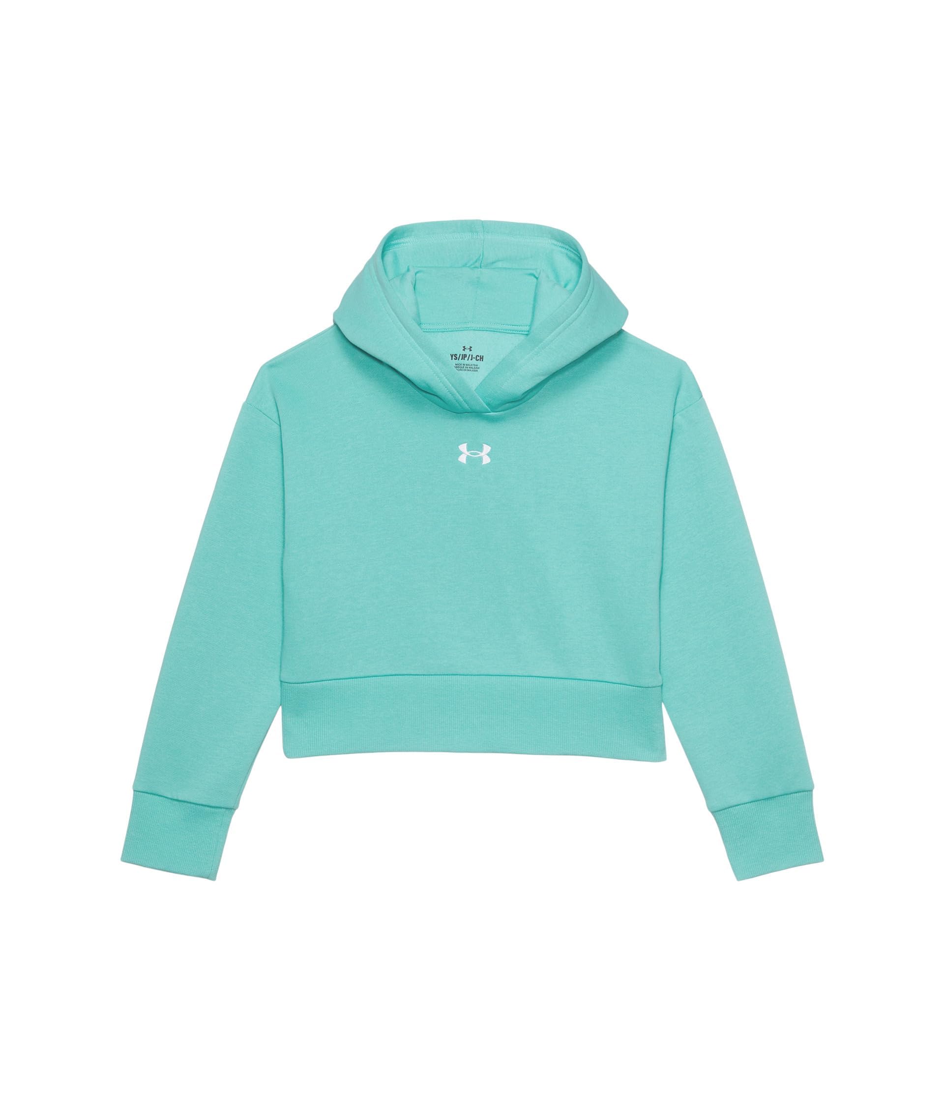 Under Armour Girls' Rival Fleece Crop Hoodie, (482) Radial Turquoise / / White, XL