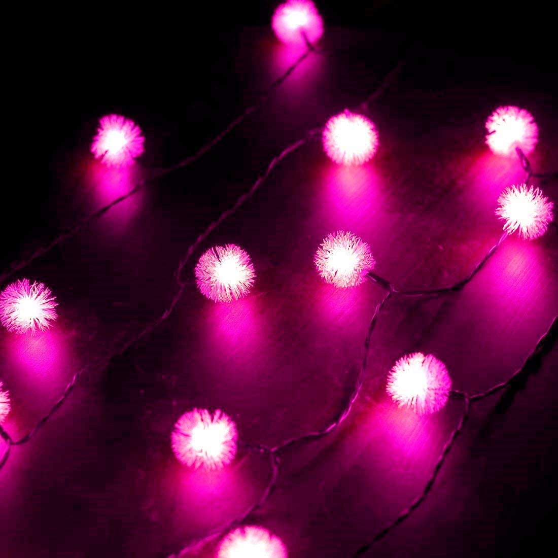 OKQYIMAQQ Solar Chuzzle String Lights Outdoor, 7m 50LED Solar Globe Fairy String Lights Waterproof 8 Mode for Garden Yard (Pink)