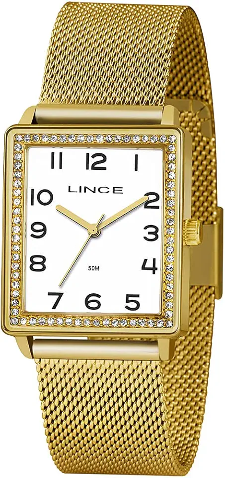 Relógio Lince Feminino Ref: Lqg4665l B2kx Retangular Dourado