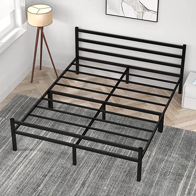Mr IRONSTONE King Bed Frame with Headboard and Footboard, 14 Inch Metal Platform King Size Bed Frame Mattress Foundation, No Box Spring Needed,Easy Assembly with Under Bed Storage, Quick Install