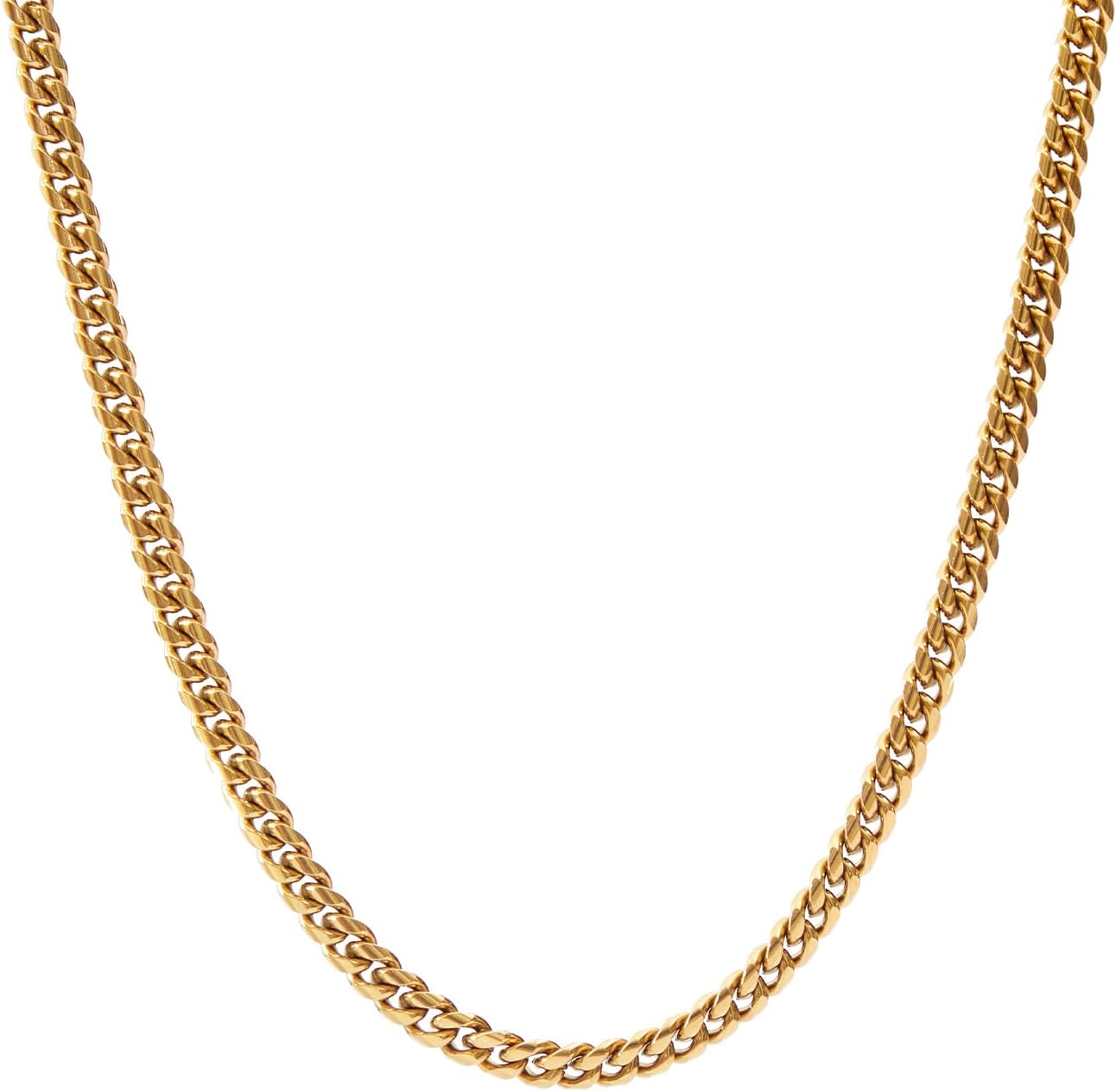 Mens Jewelry Stainless Cuban Link Chain,Gold/Silver Miami Cuban Chain Necklace, 4mm/6mm Width, No Tarnish & Durable Hip Hop, 18in/20in/22in/24in, Necklace with Gift Box
