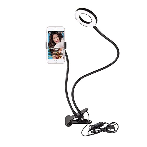 Sokani Selfie Ring Light with Cell Phone Holder and Stand Bracket for YouTube TIK Tok Tiktok Zoom Video Conference Live Stream Makeup Dimmable LED Circle RingLight for iPhone Android Mobile Smartphone - Black