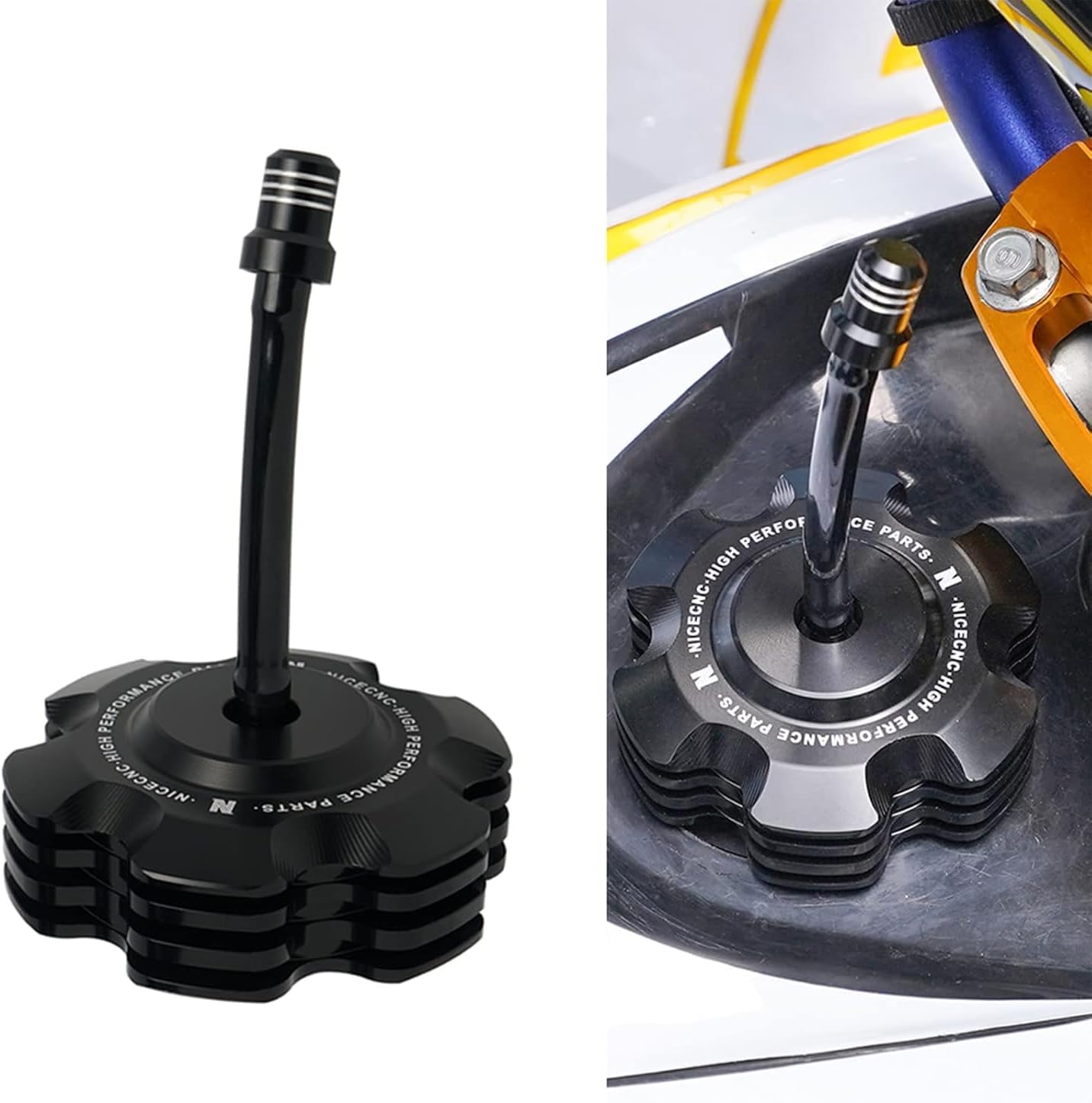 NICECNC Tapa de combustible de gas negra con tubo de ventilación compatible con Yamaha Raptor 700 700R 50 BW350 Grizzly 125 RT100 TTR110 TTR 110, NICECNC Tapa de combustible de gas negra con tubo de ventilación compatible con Yamaha Raptor 700 700R 50 BW350 Grizzly 125 RT100 TTR110 TTR 110,