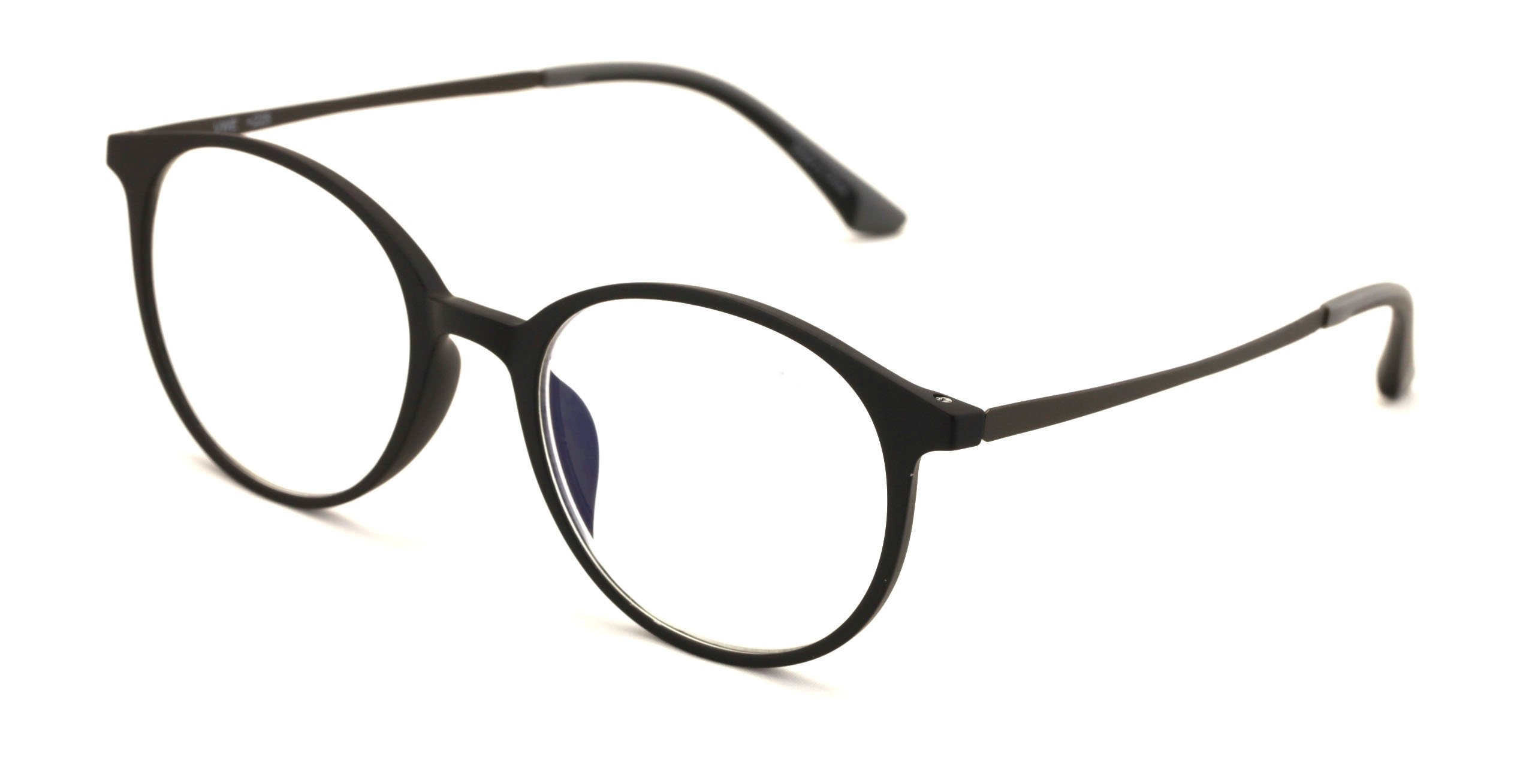 TR90 With Flexible Titanium B Temple Round Reading Glasses - Blue AR Coating - Reduce fatigue, strain, & dry eye from computer usage. (Matte Black,