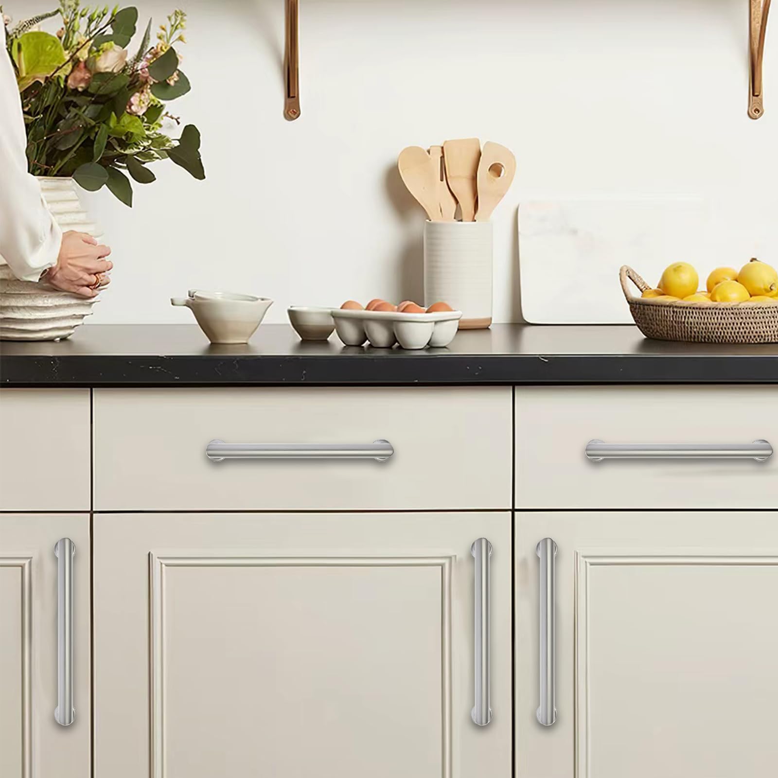 KHTUMEWARE-80348 Brushed Nickel Cabinet Pulls CTC 3 in (76 mm) 2-Pack in Brushed Nickel — KHTUMEWARE