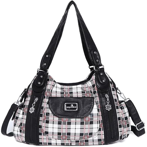 Angel Kiss Women Handbags Shoulder Bags Washed Leather Satchel Tote Bag Mutipocket Hobo Purse