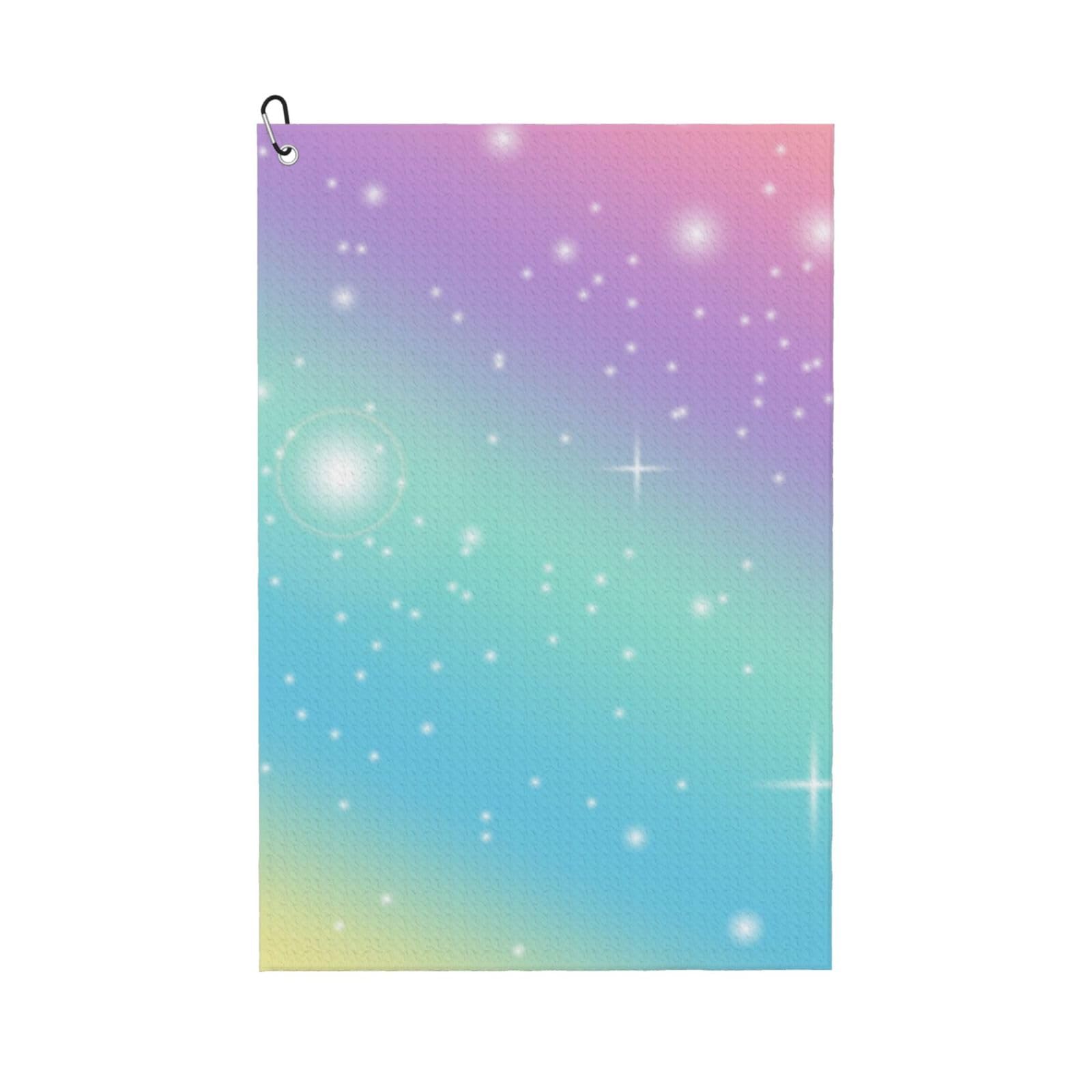 Hnnkloy Rainbow Pastel, 16x24 in Portable Waffle Golf Towels with Carabiner Clip for Golf Bag
