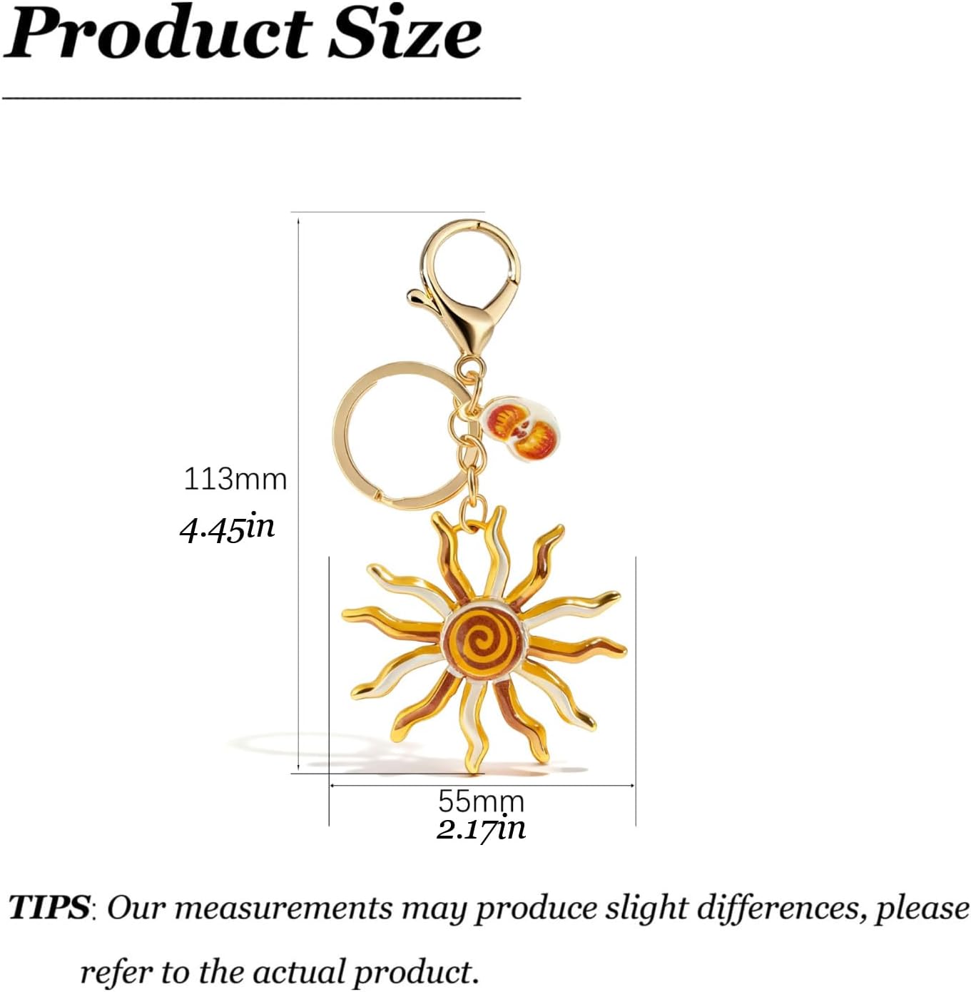 choice of all Sun Keychain Gold Boho Keychain for Women Vintage Sun Accessories Aesthetic Bag Charm Gift for Women - Image 6