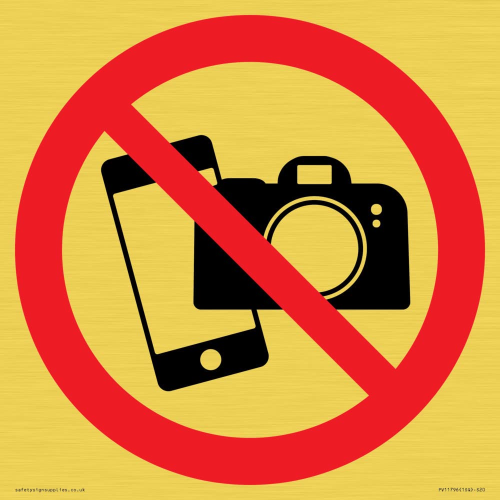 P932 Prohibition: No filming or photography Sign - 200x200mm - S20