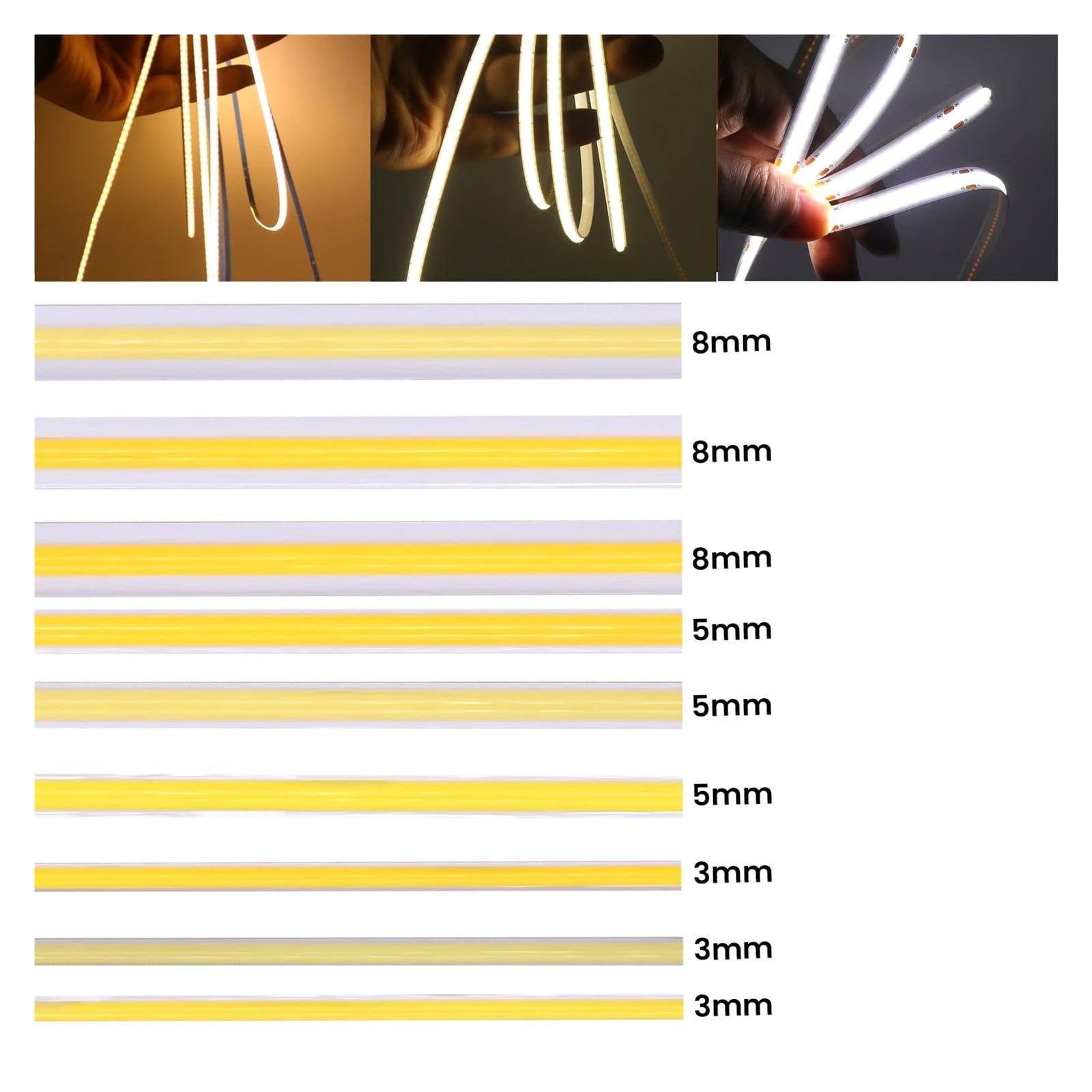 Taśma LED COB z funkcją ściemniania USB 3/5/8 mm PCB RA90 320LED/m 3000K-6500K Elastyczna taśma FOB(Natural White 4000K,USB NO SWITCH_5M_8MM PCB WIDTH)