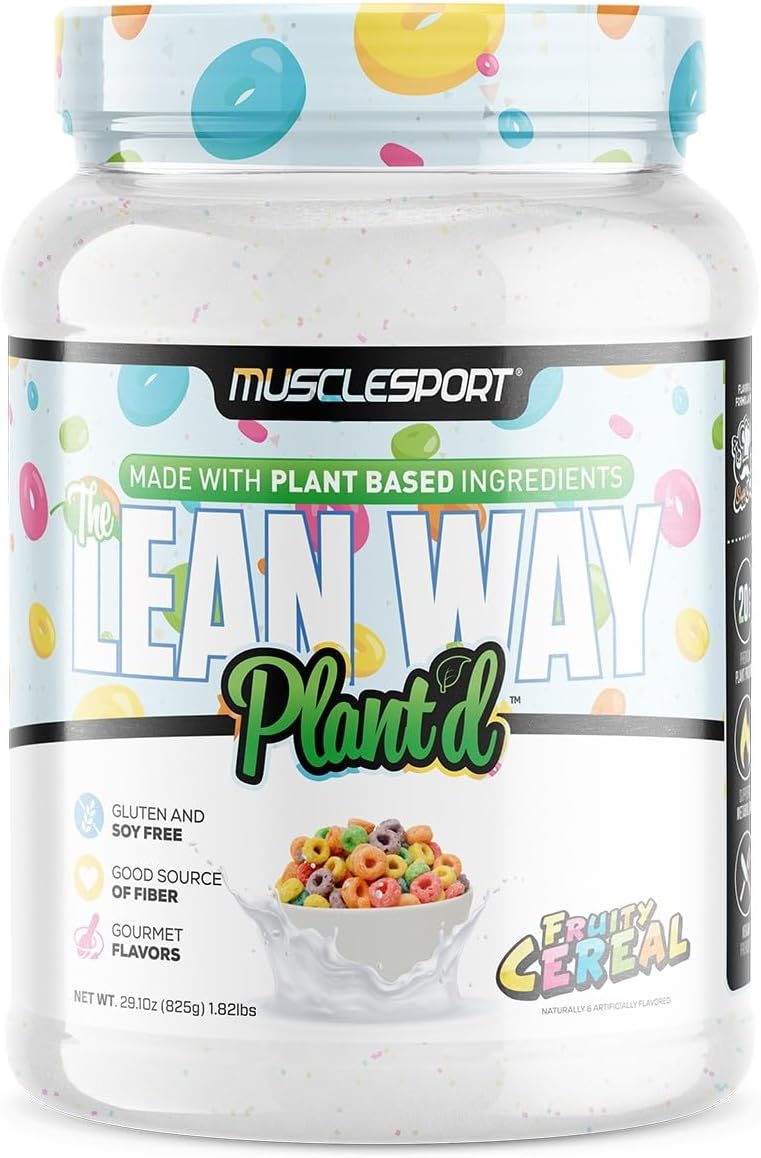 Lean Way Plant Protein - Pea Protein and Brown Rice Protein Blend, with Added CLA, MCT and L-Carnitine - 20 Servings (Fruity Cereal)