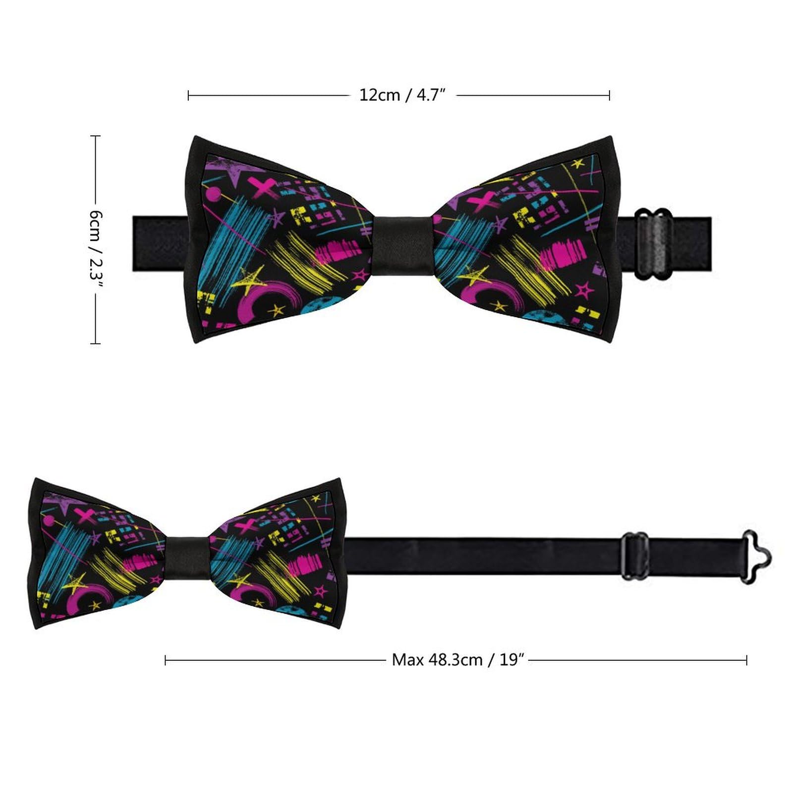 GoasNei Retro 80s 90s Bow Tie for Men Adjustable Necktie Funny Tie Neck Ties for Weddings Party