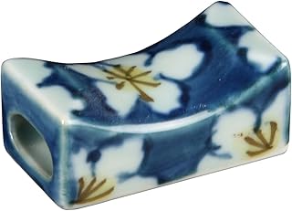 Hasami Ware 70920 Chopsticks Holder, Dark Flower Tsukushi Pattern, Blue