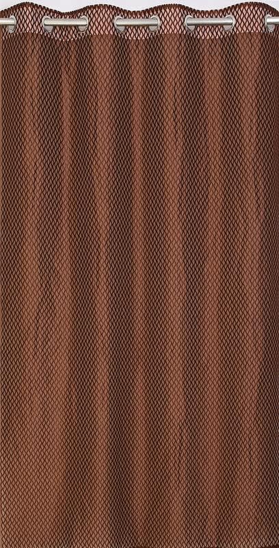 Image of Exporthub Set of 2 Piece Fancy Sparkling Zig Zag Design Brown Color Heavy Quality Sheer Strip Semi-Transparent Net Curtains - Door - 7 feet Long Living Room and Bedroom (EHSPR268 74)