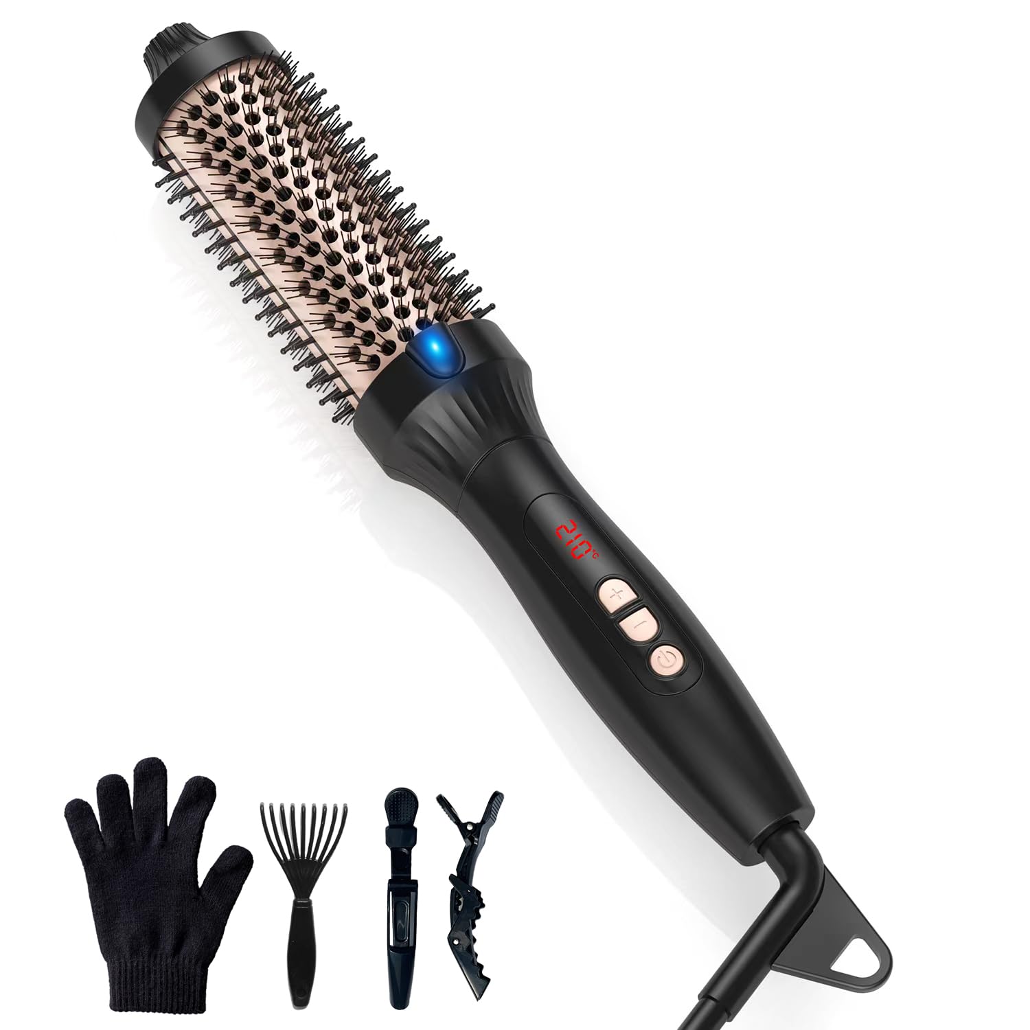 Thermal Brush Heated Round Brush Thermal Hair Brush Hair Curling Brush  Ceramic Titanium Barrel, 30s Fast Heating, Tourmaline Ionic Technology