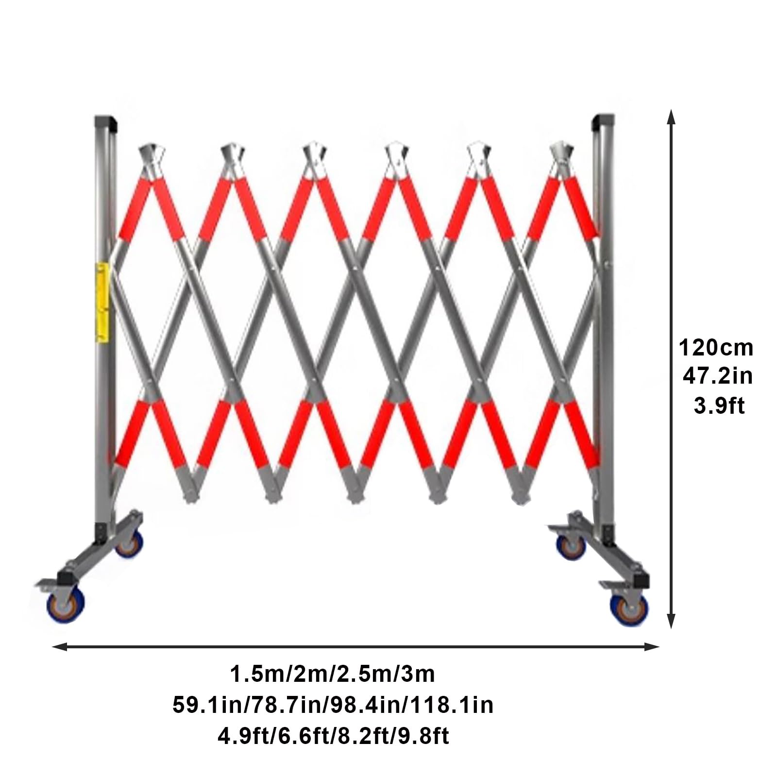 Barricada retráctil y Extensible con Ruedas - Barrera de Seguridad Reflectante portátil para Control de multitudes y gestión de Eventos, diseño Plegable para un fácil Almacenamiento.